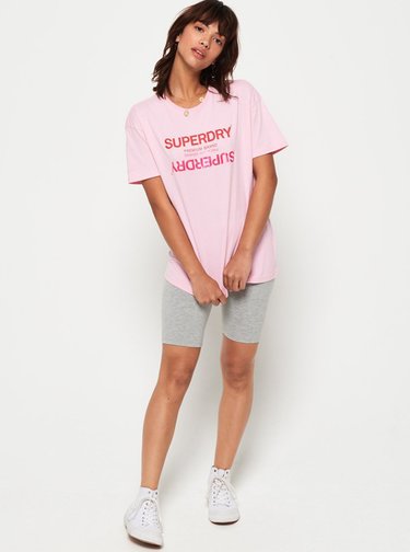 Růžové dámské tričko s potiskem Superdry