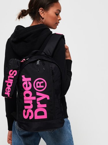 Čierny dámsky batoh s púzdrom Superdry