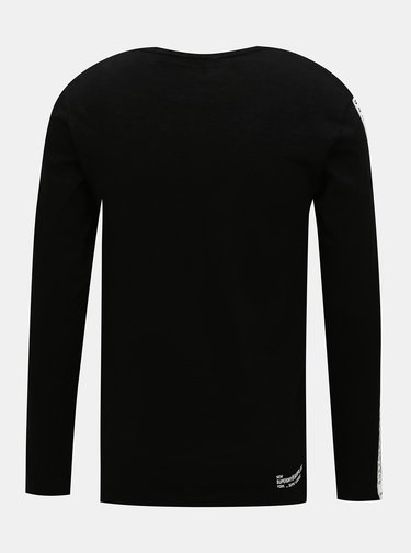 Černé pánské tričko s lampasem Superdry