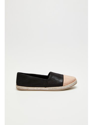 Moodo černo-béžové espadrilky s metalickým efektem