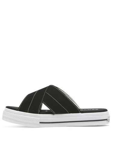 Converse černé kožené pantofle na platformě One Star Sandal Slip Black