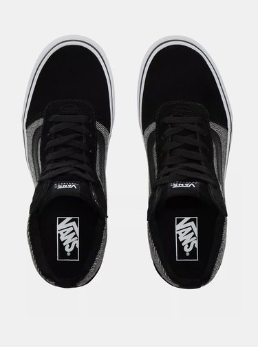 Čierno-šedé dámske tenisky s koženými detailmi VANS