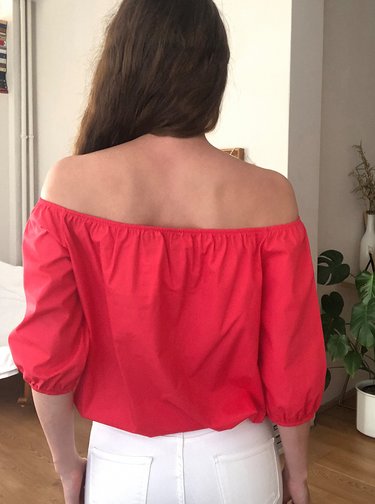 Růžová halenka s odhalenými rameny Trendyol