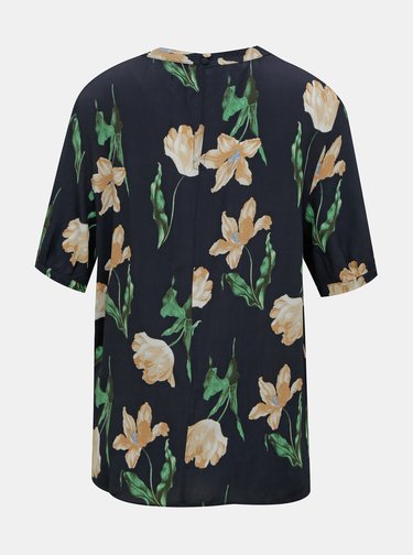 Tmavomodrá kvetovaná blúzka VERO MODA Betty