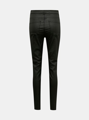 Čierne skinny fit nohavice s povrchovou úpravou JUNAROSE