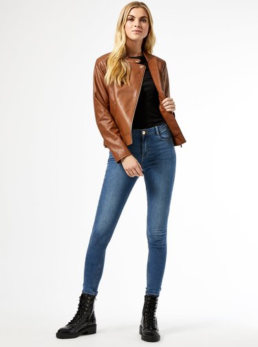 Hnědý koženkový křivák Dorothy Perkins