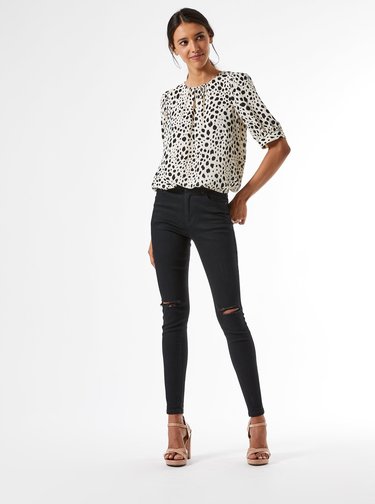Krémová vzorovaná krátká halenka Dorothy Perkins