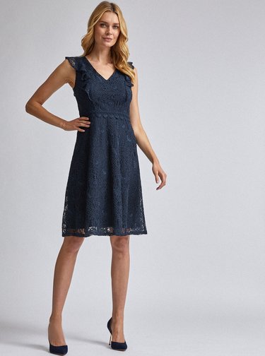 Tmavomodré krajkové šaty Dorothy Perkins