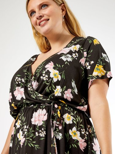 Čierne kvetované maxišaty Dorothy Perkins Curve