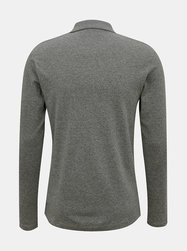 Šedé polo tričko s dlouhým rukávem Selected Homme Paris