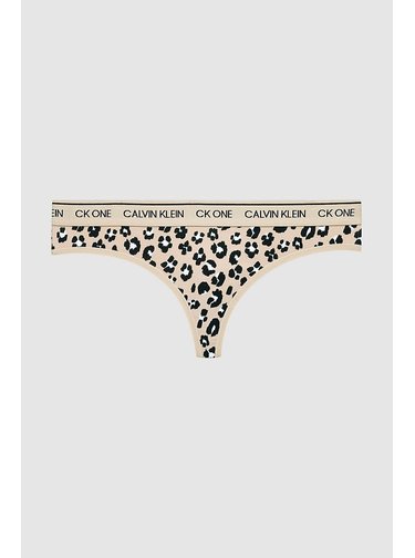 Calvin Klein béžová tanga Thong s leopardím vzorem