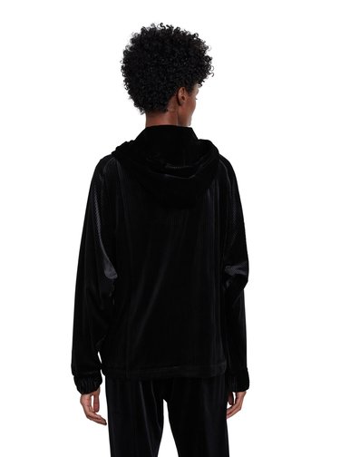 Desigual černá mikina Hoodie Zip Winter Plain Colour s kapucí