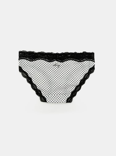 Bílé puntíkované kalhotky s krajkou DKNY