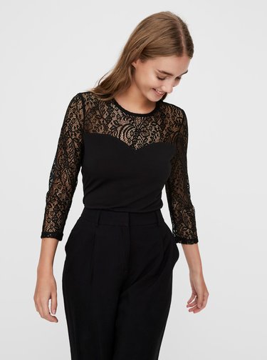 Černé krajkové body VERO MODA Alberta