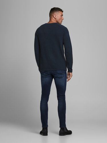 Tmavě modrý basic svetr Jack & Jones Ehill