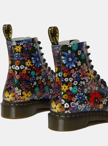Tmavě modré dámské vzorované kožené kotníkové boty Dr. Martens