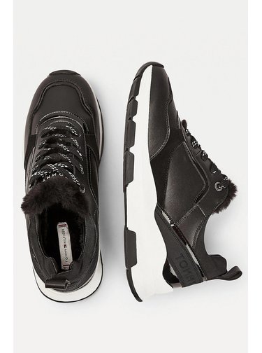 Tommy Hilfiger černé tenisky s kožíškem Sporty Chunky Warm Sneaker Black