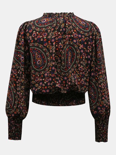 Černá vzorovaná krátká halenka Miss Selfridge