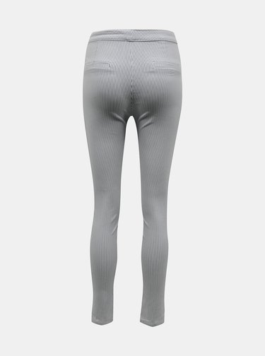 Světle šedé pruhované skinny fit kalhoty TALLY WEiJL