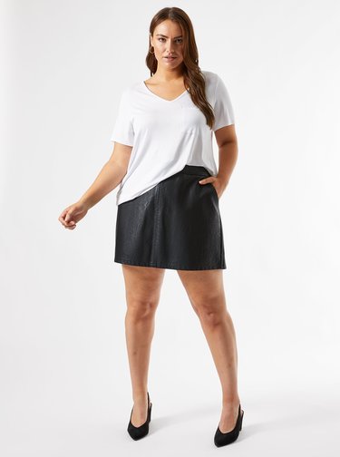 Černá koženková sukně Dorothy Perkins Curve