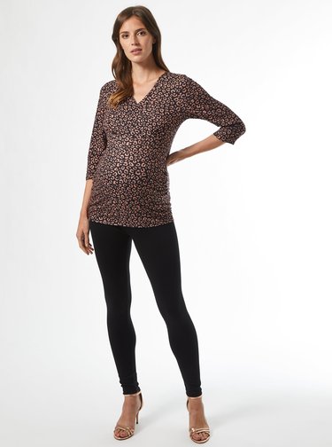 Hnědé vzorované těhotenské tričko Dorothy Perkins Maternity
