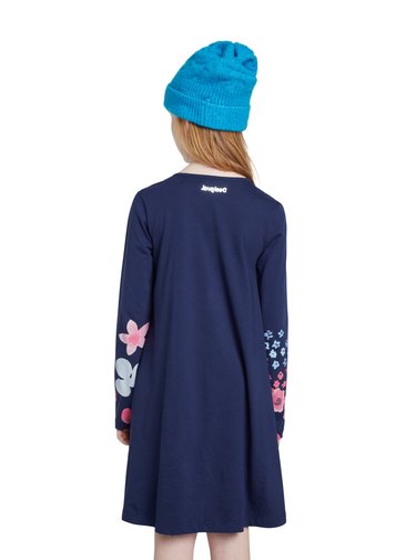 Desigual modré dívčí šaty Vest Florecillas