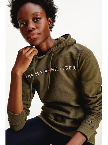 Tommy Hilfiger khaki mikina OH Hoodie RIB s kapucí