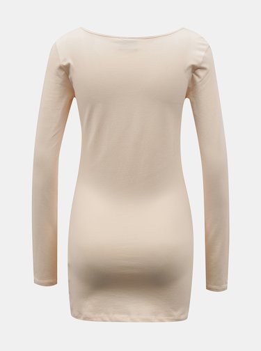 Krémové dlouhé basic tričko VERO MODA