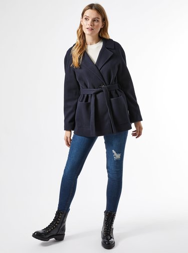 Tmavě modrý krátký kabát Dorothy Perkins