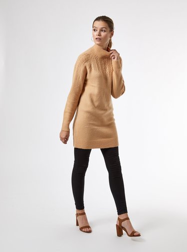 Hnědé dámské svetrové šaty Dorothy Perkins