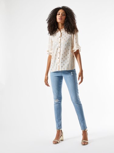 Krémová puntíkovaná košile Dorothy Perkins
