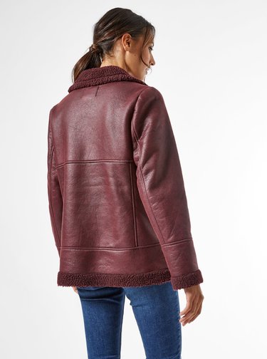 Vínová koženková bunda Dorothy Perkins