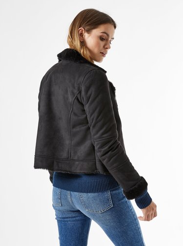 Černá bunda v semišové úpravě Dorothy Perkins