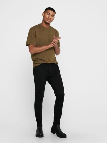 Hnědé basic tričko ONLY & SONS Dion