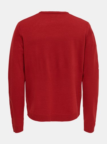 Červený svetr s vánoční motivem ONLY & SONS Xmas