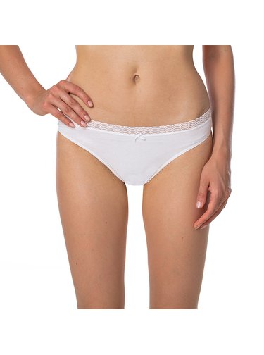 Dámské kalhotky FANCY COTTON MINISLIP - Dámské kalhotky s krajkou - bílá