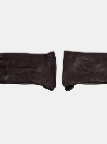 Tmavě hnědé kožené rukavice Dorothy Perkins