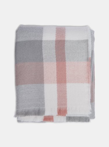 Růžovo-šedá kostkovaná šála Dorothy Perkins