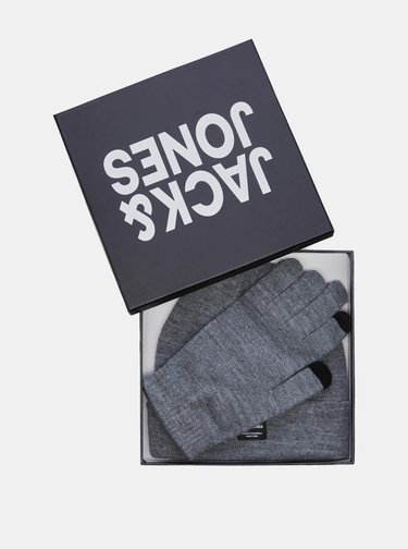 Sada čepice a rukavic v šedé barvě Jack & Jones