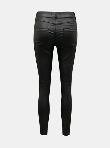 Černé koženkové skinny fit kalhoty Dorothy Perkins