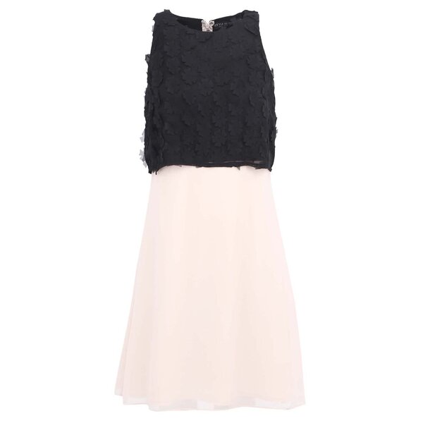 Rochie negru & crem cu detalii florale - Little Mistress