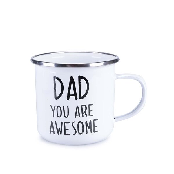 Cană emailată albă de la Sass&Belle „Dad You Are Awesome”