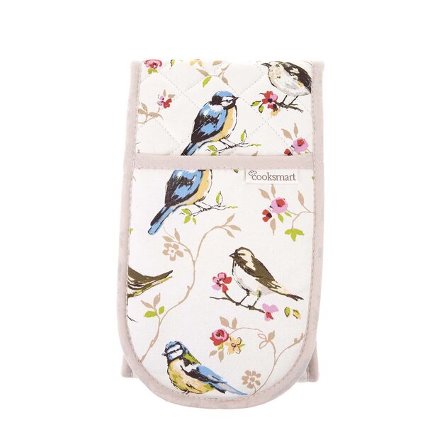 Mânușă dublă Cooksmart Dawn Chorus albă cu imprimeu