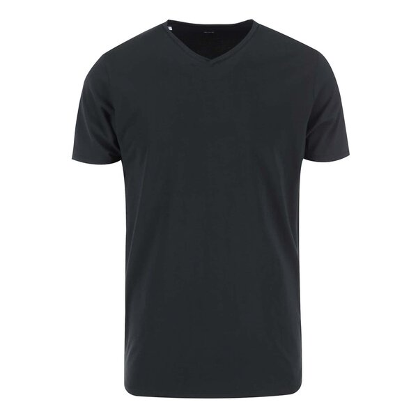 Tricou negru cu decolteu în V Pima de la Selected