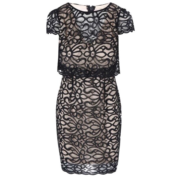 Rochie bej cu dantelă neagră, Eva, de la Lipstick Boutique