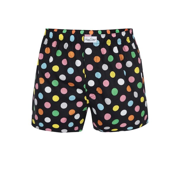 Boxeri negri cu buline multicolore Happy Socks Big Dots