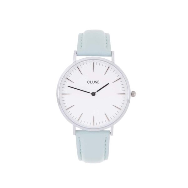 Ceas alb &verde menta cu curea din piele naturala - Cluse La Bohème Silver