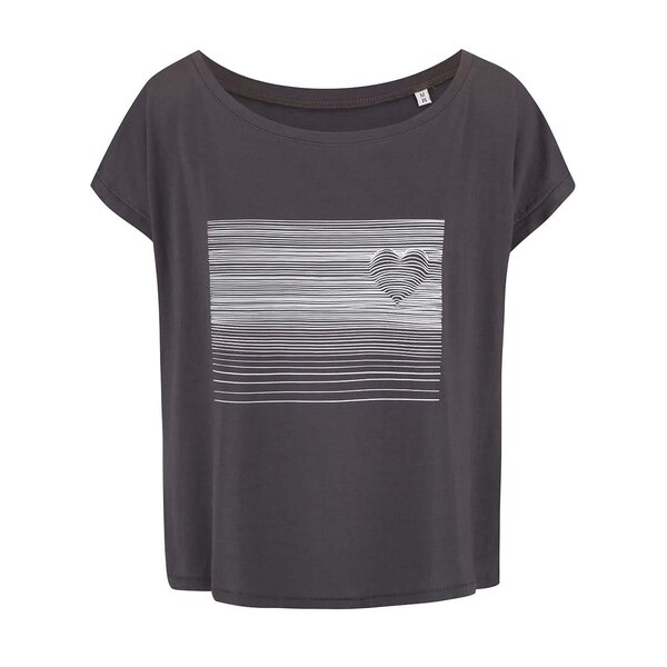 Tricou gri oversized cu print pentru femei ZOOT Original Heart Line