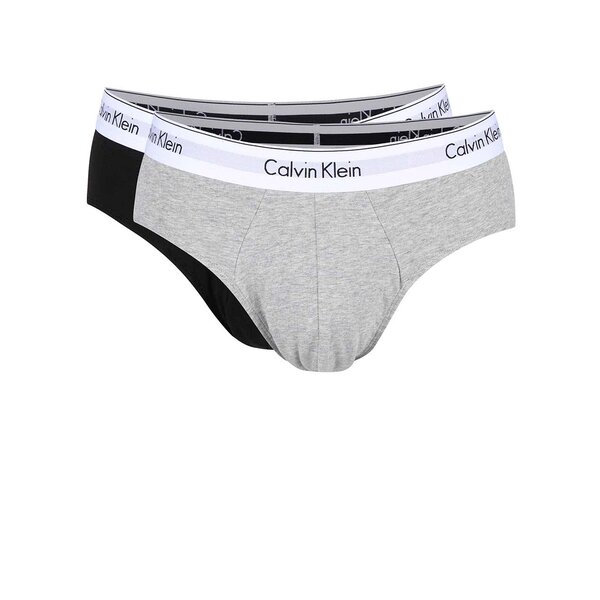 Set 2 perechi de chiloti gri/negru cu logo- Calvin Klein