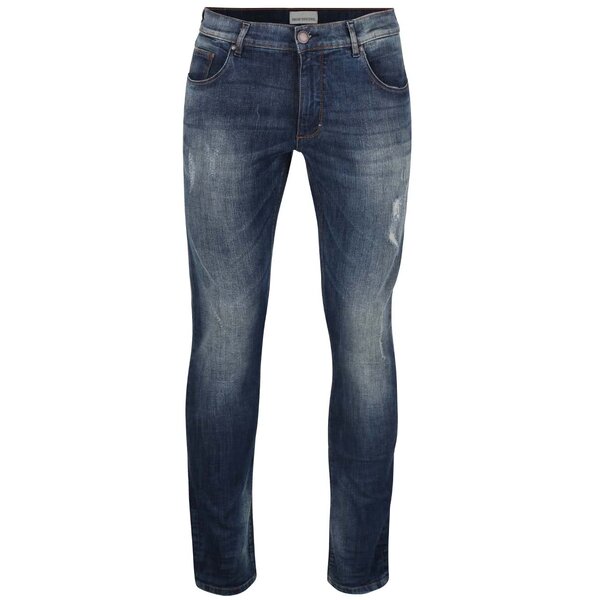 Blugi albastru închis slim fit cu aspect prespălat Shine Original